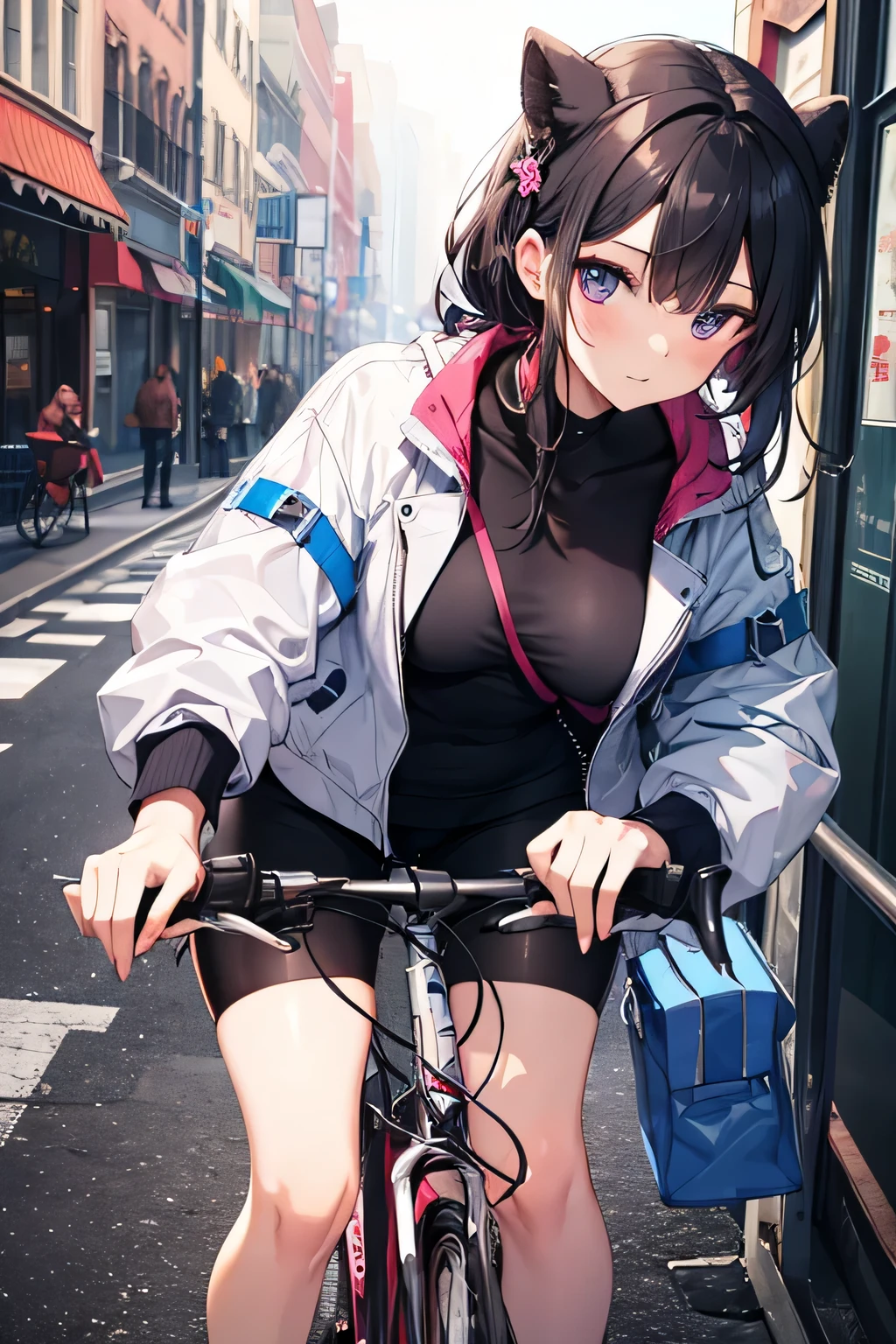 woman commuting by bicycle