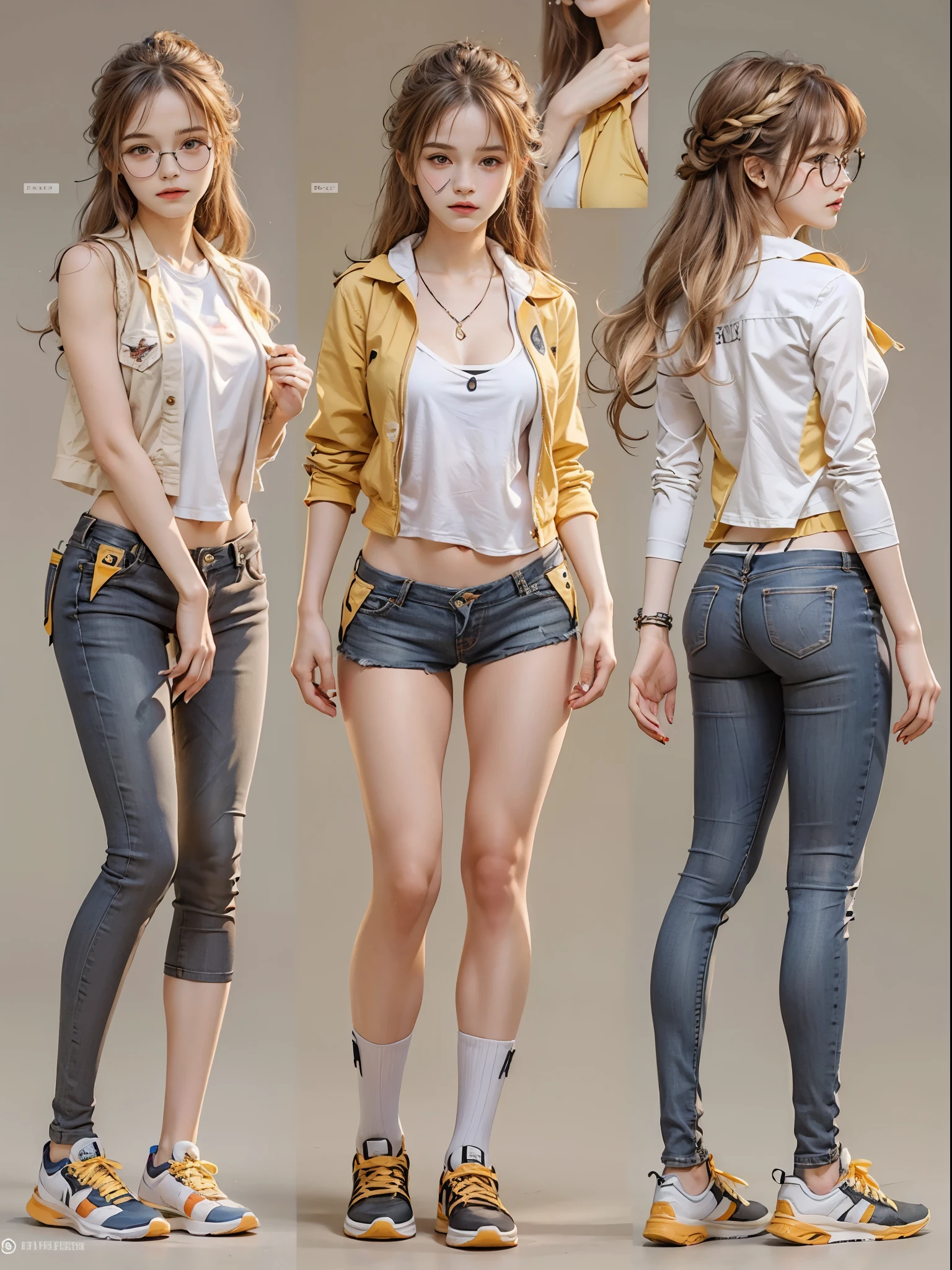 ((masterpiece、highest quality、detailed))、4k、8k、older sister、Bootcut jeans、accessories、ring、big breasts