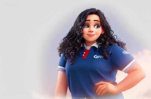 follow the reality of the photo, keep all the details such as the smile, eyes and hair identical, transform it into a children's drawing, a year-old from pixar carton disney