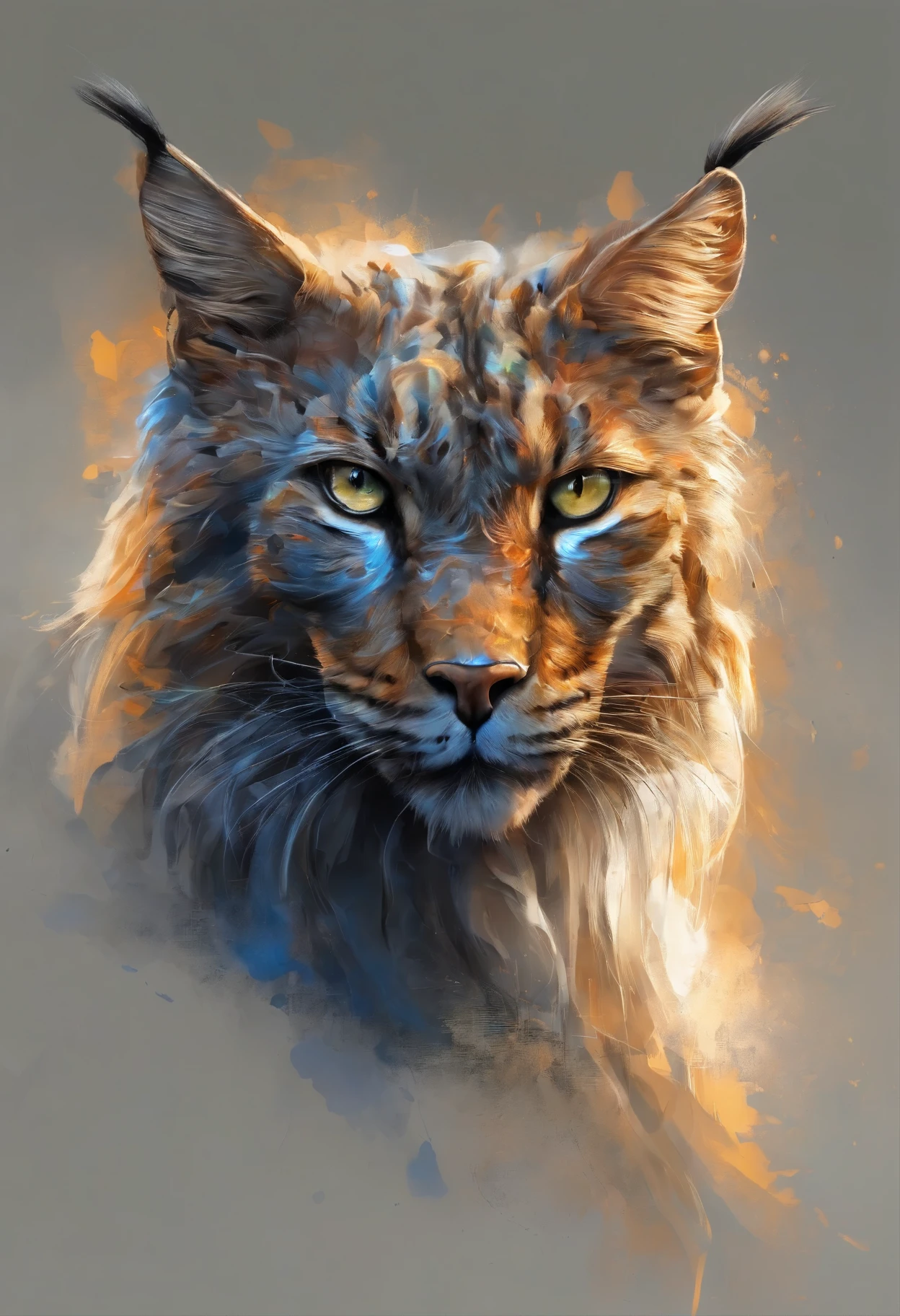 (Legendary Illustration),(winged lynx Lyubomir)Royal wind,Authoritative and open,Blue-black body,Fluorescence,Octane rendering:1.5,in a cloud,Distant view,Ultra-clear image quality,No characters,(Cloud Effects:1.5),(Lightning Effects:1.5),(Water Vapor Effect:1.5),Super Detail,8K,Official works
