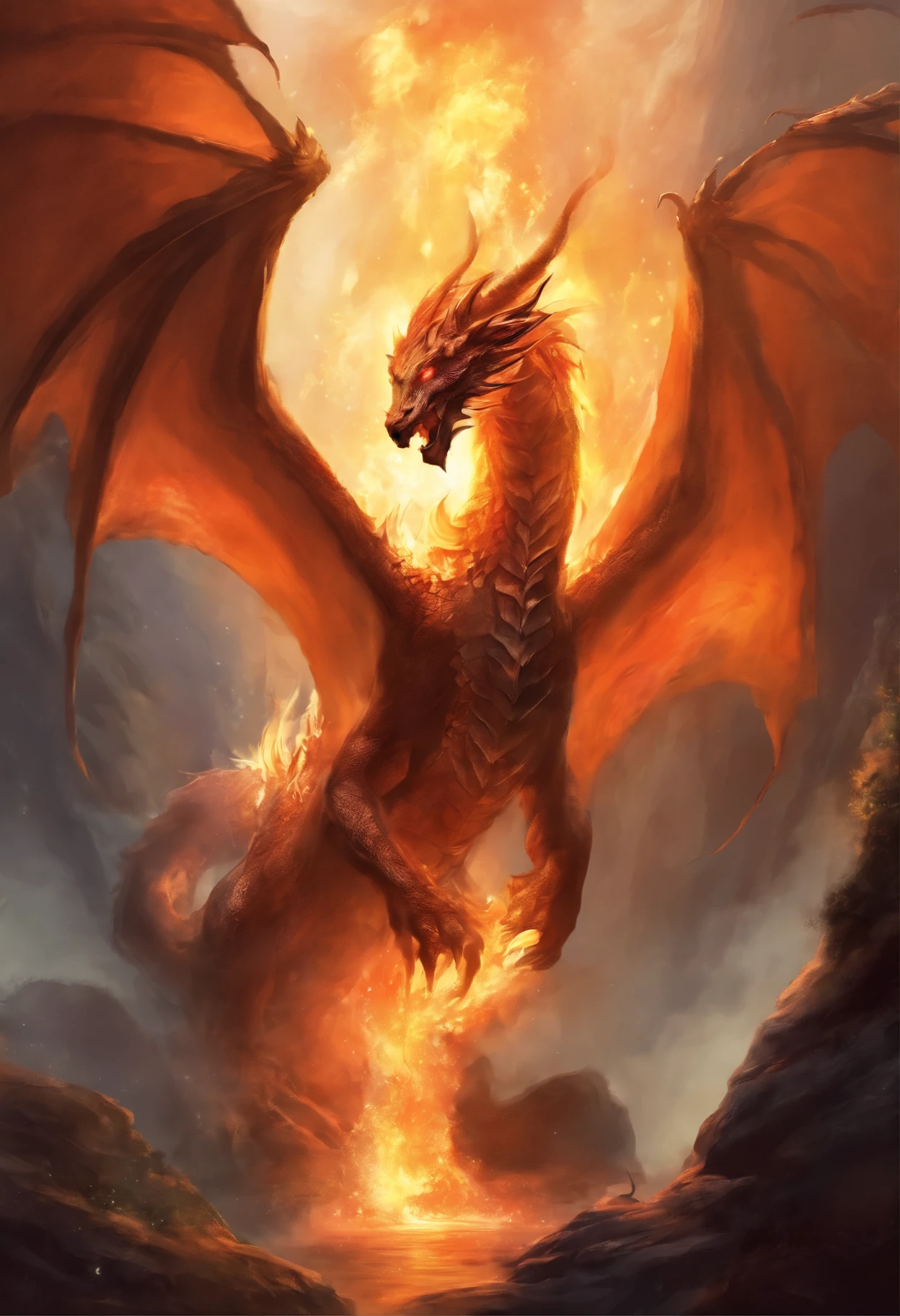 fire, cave, Fire Spirit, the Dragon, bottom