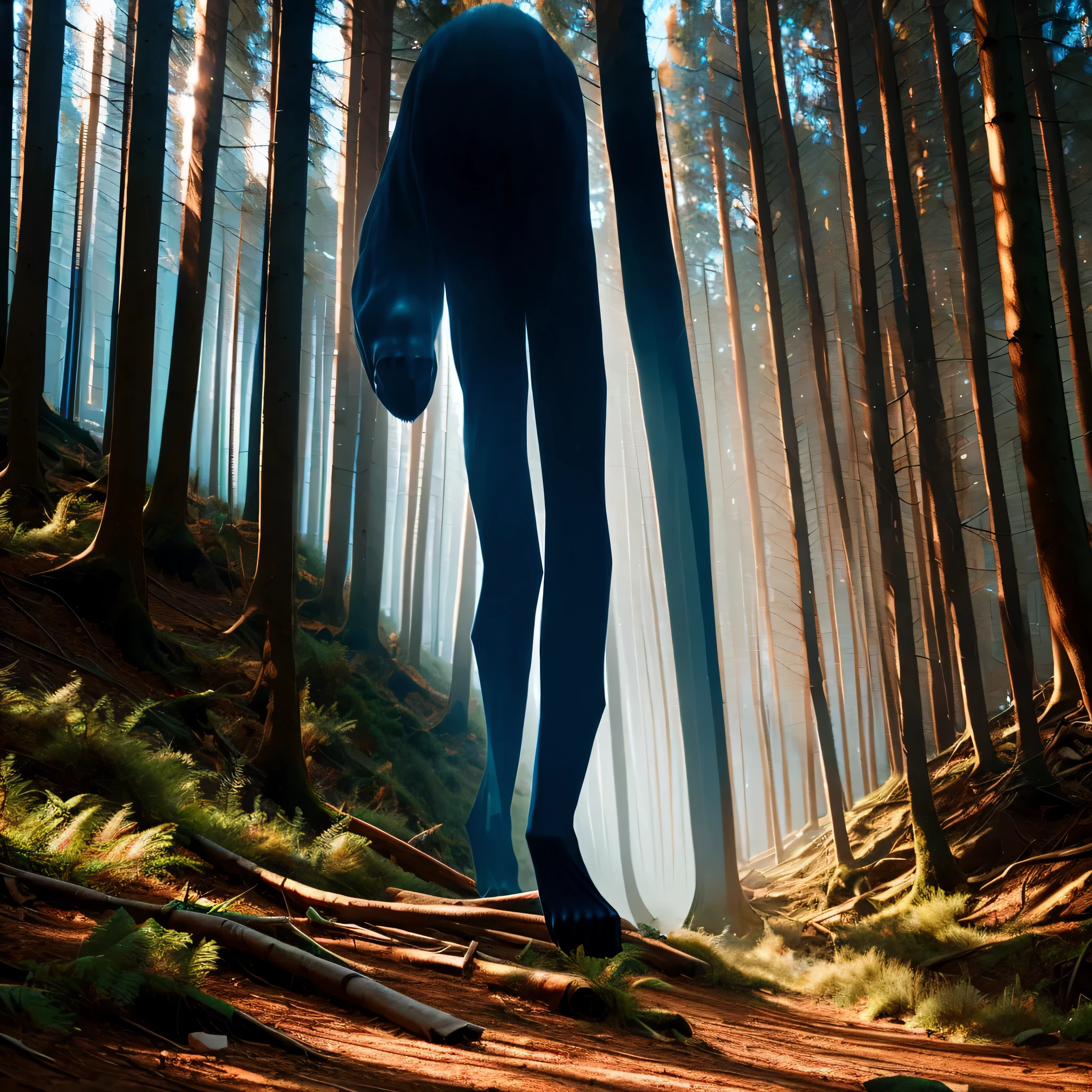 slenderman, em uma floresta a noite 