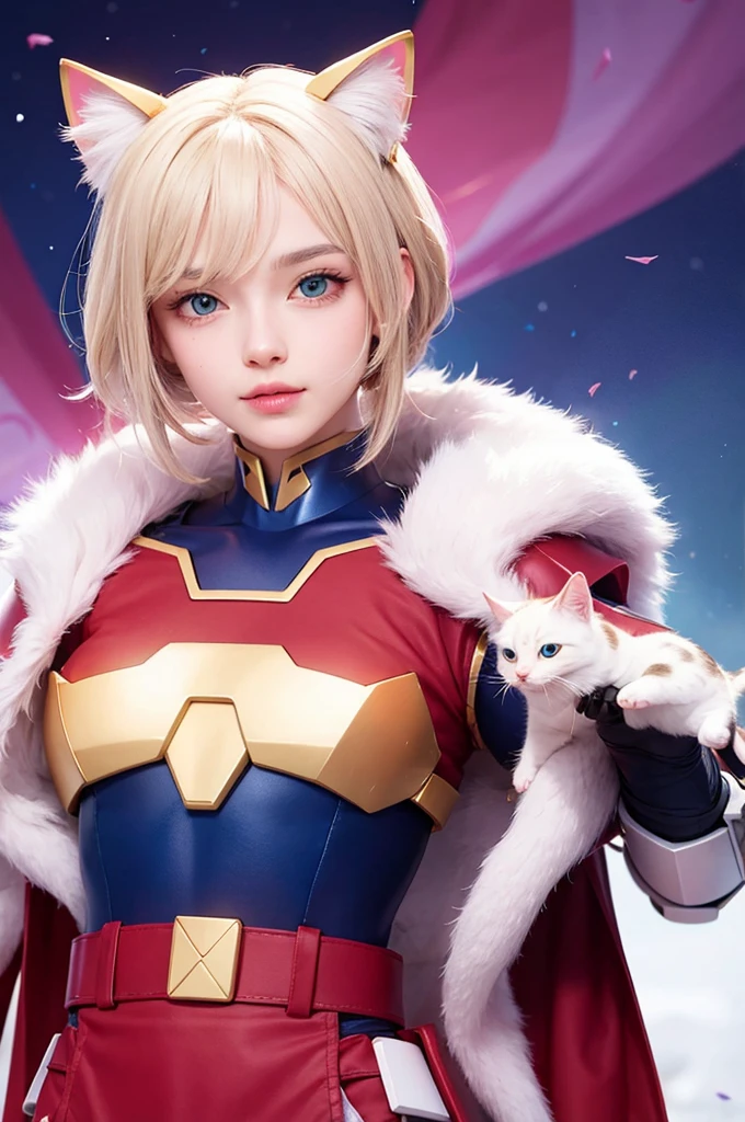 1 supercute kitty wear a origami gundam armor,fur