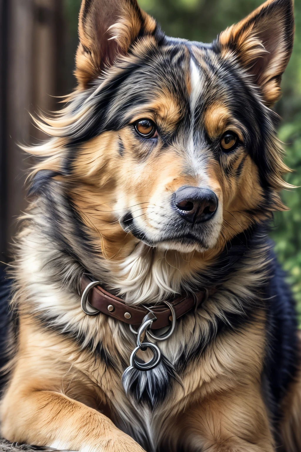 (Realistic style, masterpiece, best quality, ultra-detailed), a realist photo of a man on top of a dog, dressed in a shirt and tie, realistic 4k style --s2.

The man's facial features are intricately captured, showcasing every detail of his pores and wrinkles. His eyes sparkle with life and his expression exudes a sense of joy and contentment. His shirt, with its fine texture and creases, clings to his muscular frame, highlighting every line and contour. The dog beneath him is rendered in equal detail, its fur appearing soft and lifelike, every strand individually defined.

The scene is bat