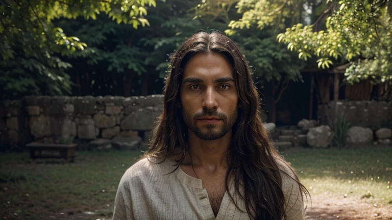  a representation of Jesus Christ in high definition, including specific characteristics such as facial expression, as vestimentas, the lighting and surrounding scenery. Ask the model to create a realistic and emotive image that conveys serenity and divinity. Be sure to include relevant symbolic elements and request that the image has a minimum resolution of [enter the desired resolution, por exemplo, 4K]."