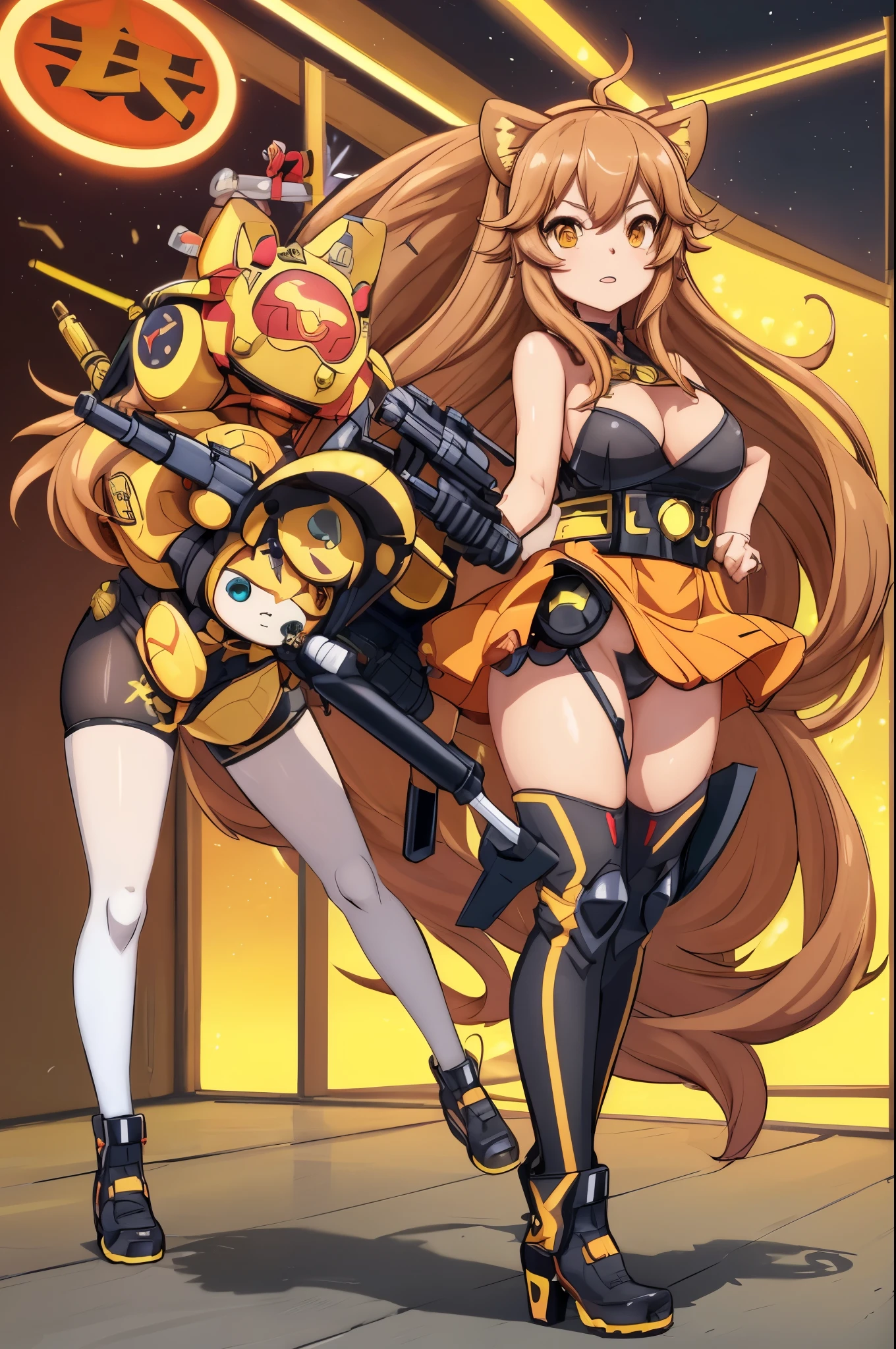 nstagram star Xiaorou SeeU, dressed in cosplay as a Voltron Lion pilot, she is posing with a weapon drawn and acting adorableadorable, no nudity, safe for work, show all of her, full body shot, head to toe, highest detail, masterpiece, extreme quality, avoid bad anatomy, avoid limbs vanishing or splitting