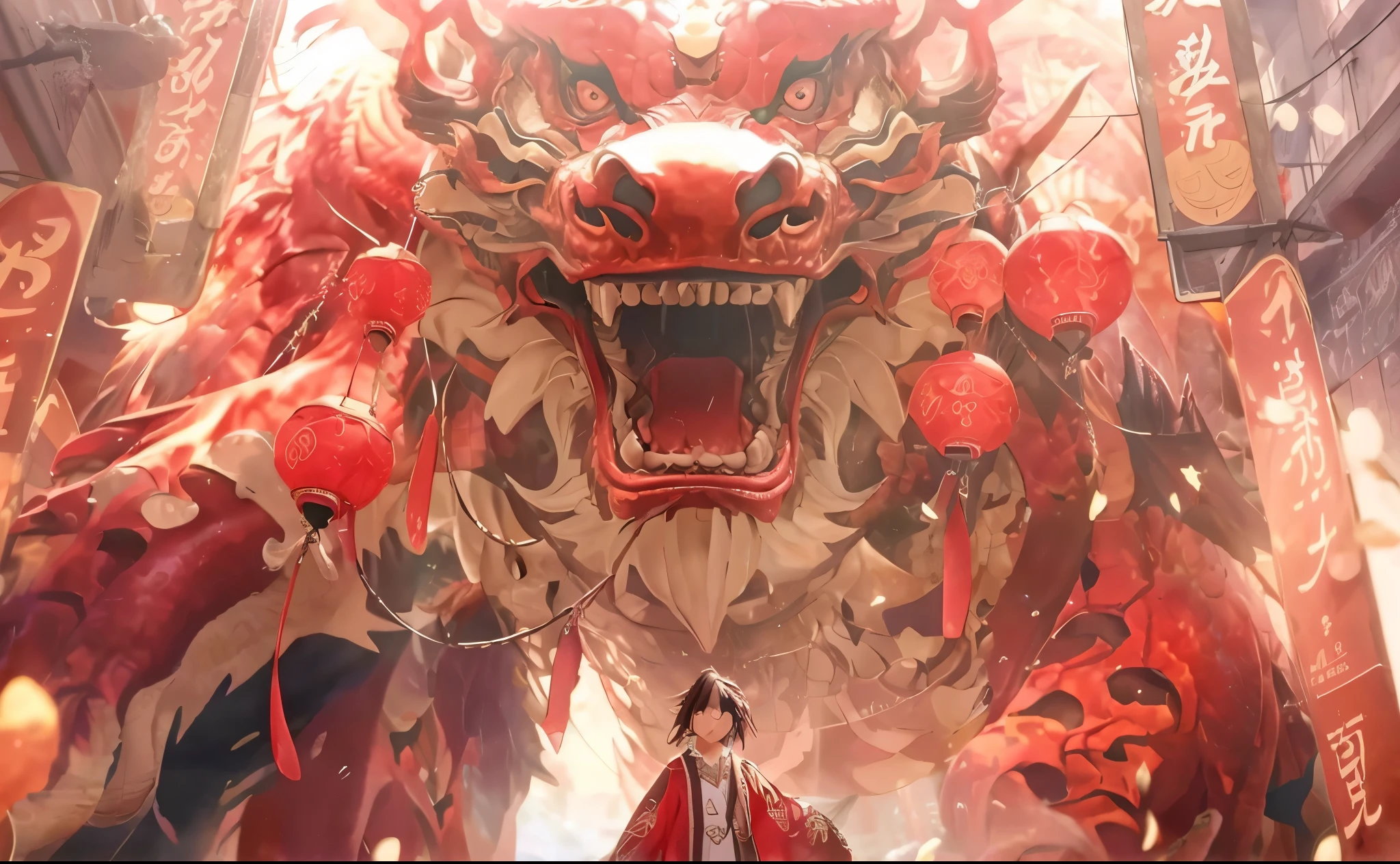 There was a woman standing in front of a huge dragon statue, intricate ornate anime cgi style, trending on cgstation, Kawasi, Detailed digital anime art, Anime art wallpaper 8 K, Guviz, by Yang J, Anime art wallpaper 4 K, Anime art wallpaper 4k, Guviz-style artwork, Anime epic artwork