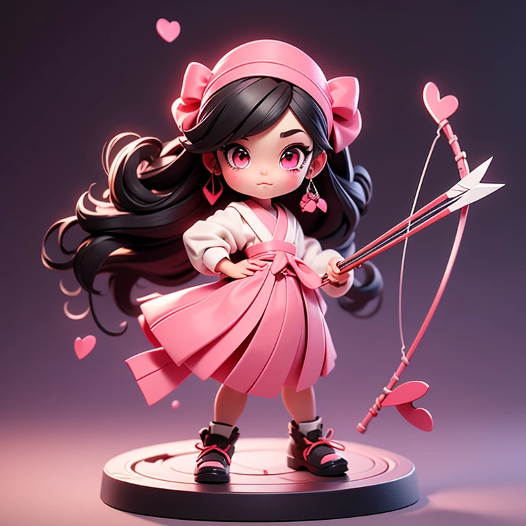 Kyudo heart bow and arrow girl black hair pink eyes heart love love