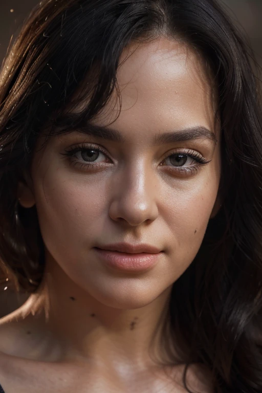 (best quality,4k,8k,high resolution,masterpiece:1.2),ultra detailed,(realistic,photorealistic,photo-realistic:1.37),portrait face woman 55 years beautiful black hair