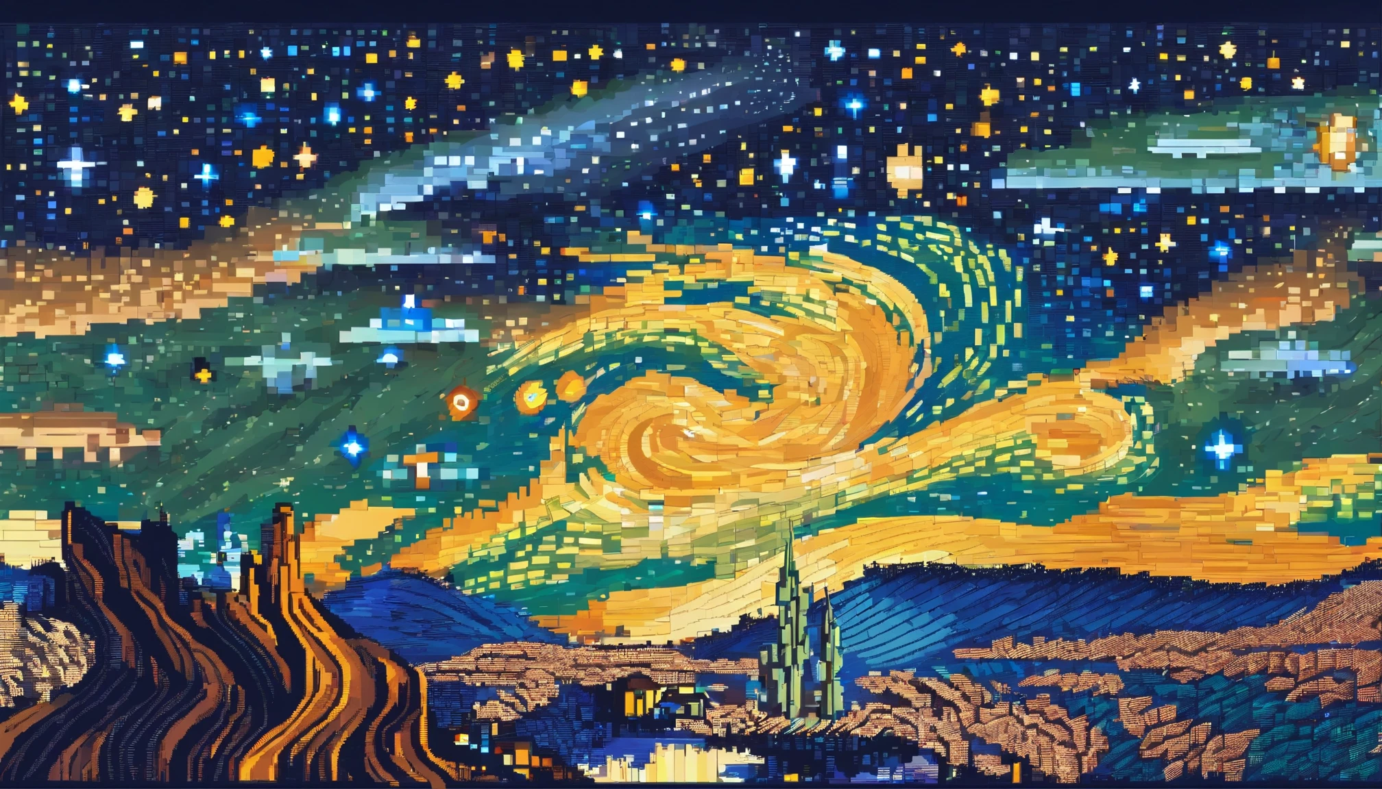 starry sky, van gogh, whirlpool, rotation, ribbon