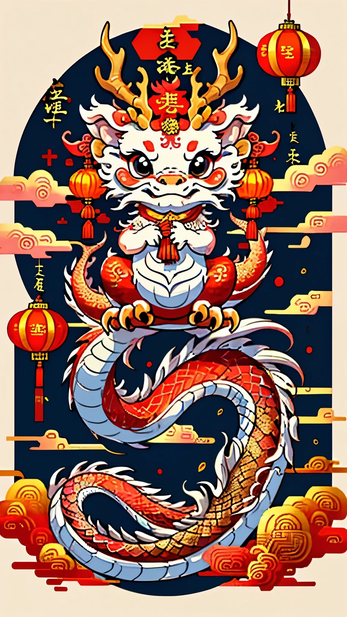 chinesedragon,Majestic,background chinese new year flavor,The picture quality is delicate,k hd,The expression is amiable