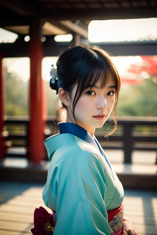 photography realistic, full body, women model, wear a kimono and pose with a straight face, in front of sensoji temple, japan, (...