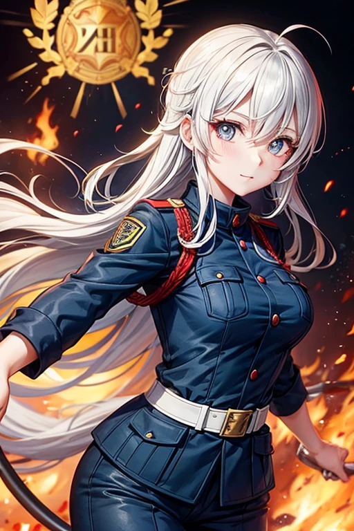 german firefighter、cute、seriously、Lashes long、highest quality、anime style