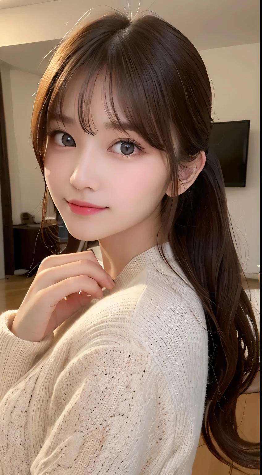 table top, highest quality, shape, Super detailed, finely, High resolution, 8k wallpaper, 完璧なダイナミックな構shape, beautiful and detailed eyes, medium hair, small breasts, natural color lip, random sexy pose,smile,20 year old girl、midnight、beautiful and detailed face、perfect and beautiful face,Big eyes、RAW photo、Expressing feminine poses with your whole body、beautiful and detailed eyes、small face、beautiful duplex、slim face and style,luxury brand mink coat(inner：winter dress)、beautiful golden ratio face,Twin Ponytail Hair,bright look