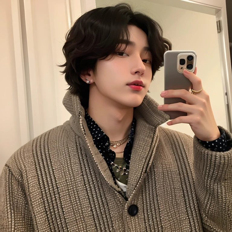 there is a man taking a selfie in a mirror, Jungkook, pintar ulzzang, hyung tae, Yoongi de cabelo preto, taejune kim, Jinyoung Shin, Jung Jaehyun, Taehyung comendo batatas fritas Gucci, handsome androgynous prince, cai xukun, xqc, Hong junho hyung, taken at the beginning of 2020, Finn Wolfhard