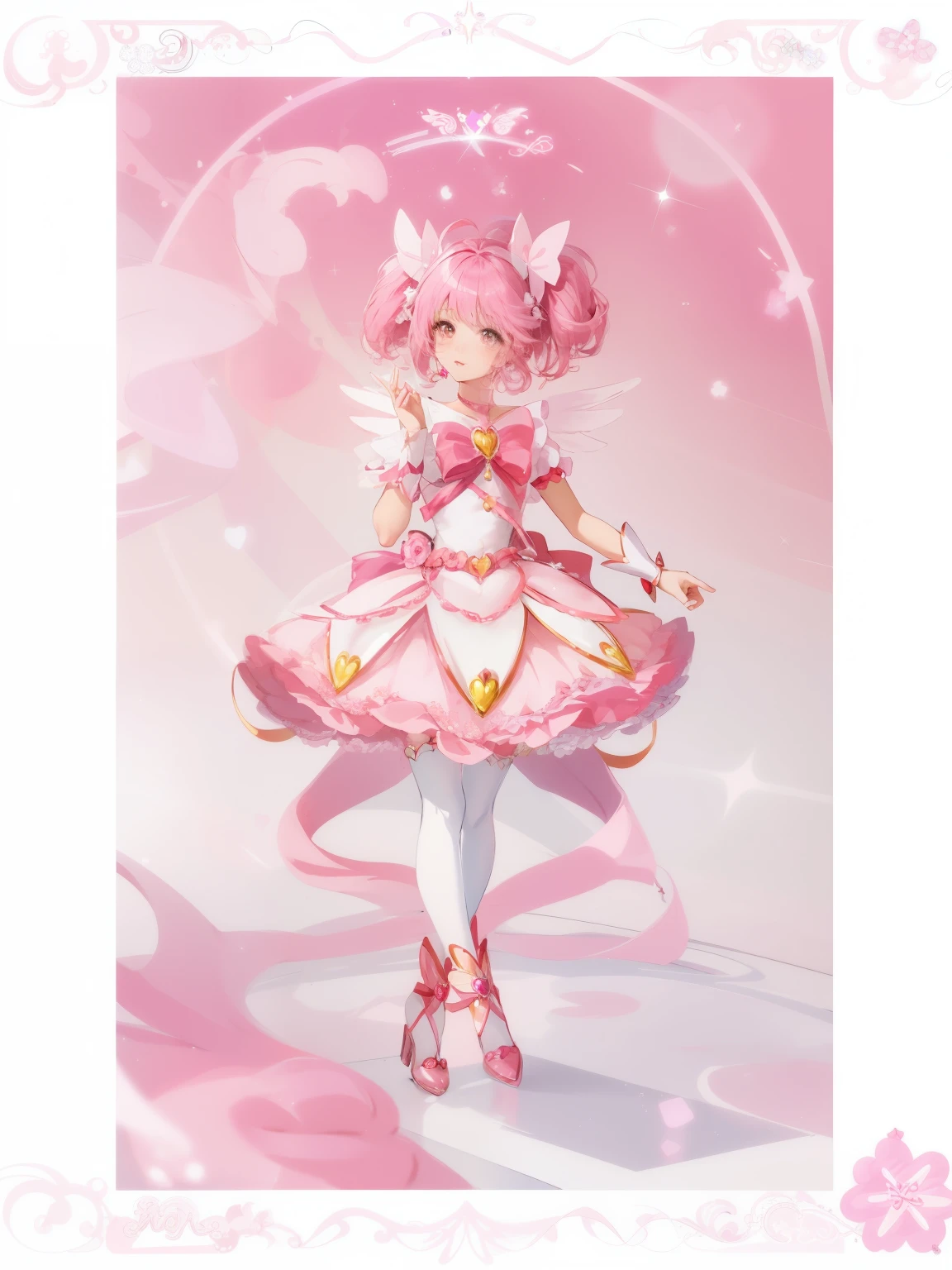 There is a cartoon character wearing pink clothes, sparkling Magical girl, Magical girl, style of Magical girl, portrait of Magical girl, candypunk character design, cute core y 2 k cute core,pink iconic character, candy girl, Decor inspiration illustration, Magical girl anime mahou shojo, Official fan art