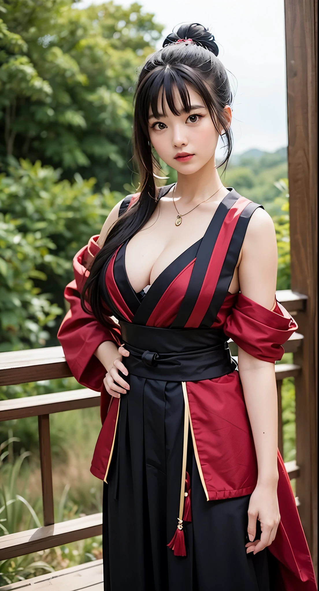 A girl wearing samurai outfit