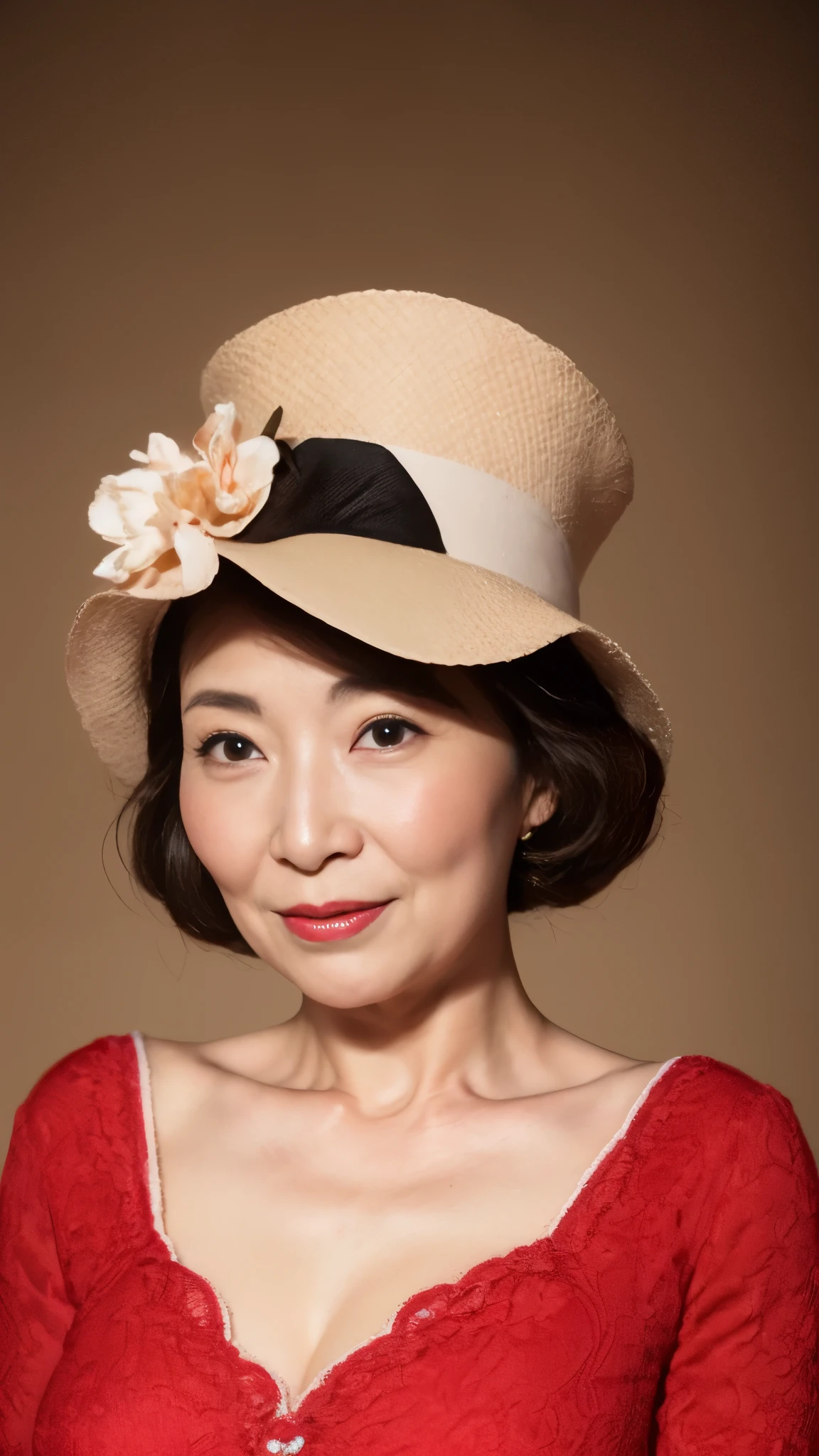 Remove the background, gravure, (long face), describe the lips correctly, red lipstick, from the chest up, elderly AV actress, old face, highest quality, super detailed, realistic, super dense skin, perfect anatomy, (1 Japanese mature woman), (Erotic), 100 years old, big breasts, Bewitching, Glamour, Sexy, pure white skin, looking at the viewer,