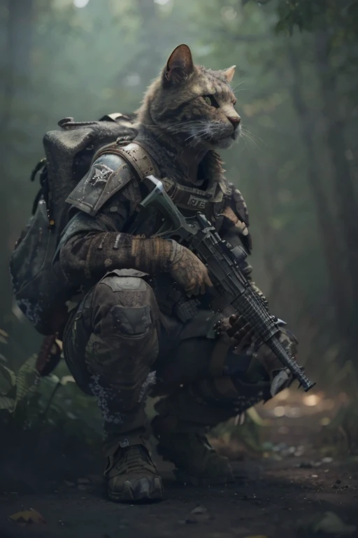 ((Melhor qualidade)), ((obra-prima)), (detalhado: 1.4), 3D, Araffe com uma arma e uma mochila em uma cidade, Guerreiro Gato, pronto para o combate, cenario de combate futuristico e com uma espada, cenario do futuro cyberpunk,HDR (High Dynamic Range),ao fundo uma cidade sendo atacada, soldado robusto, gato blindado, Gato na guerra, soldado masculino na guerra, Ray Tracing,NVIDIA RTX,Super-Resolution,Unreal 5,Subsurface dispersão, Textura PBR, Post-processing, anisotropic filtering, Profundidade de campo, Maximum clarity and sharpness, Texturas multicamadas, Albedo e mapas especulares, surface shading, Accurate simulation of light-material interaction, perfectly proportions, Octane Render, Two-tone lighting,Abertura ampla,ISO baixo,White balance,thirds rule,8K RAW,