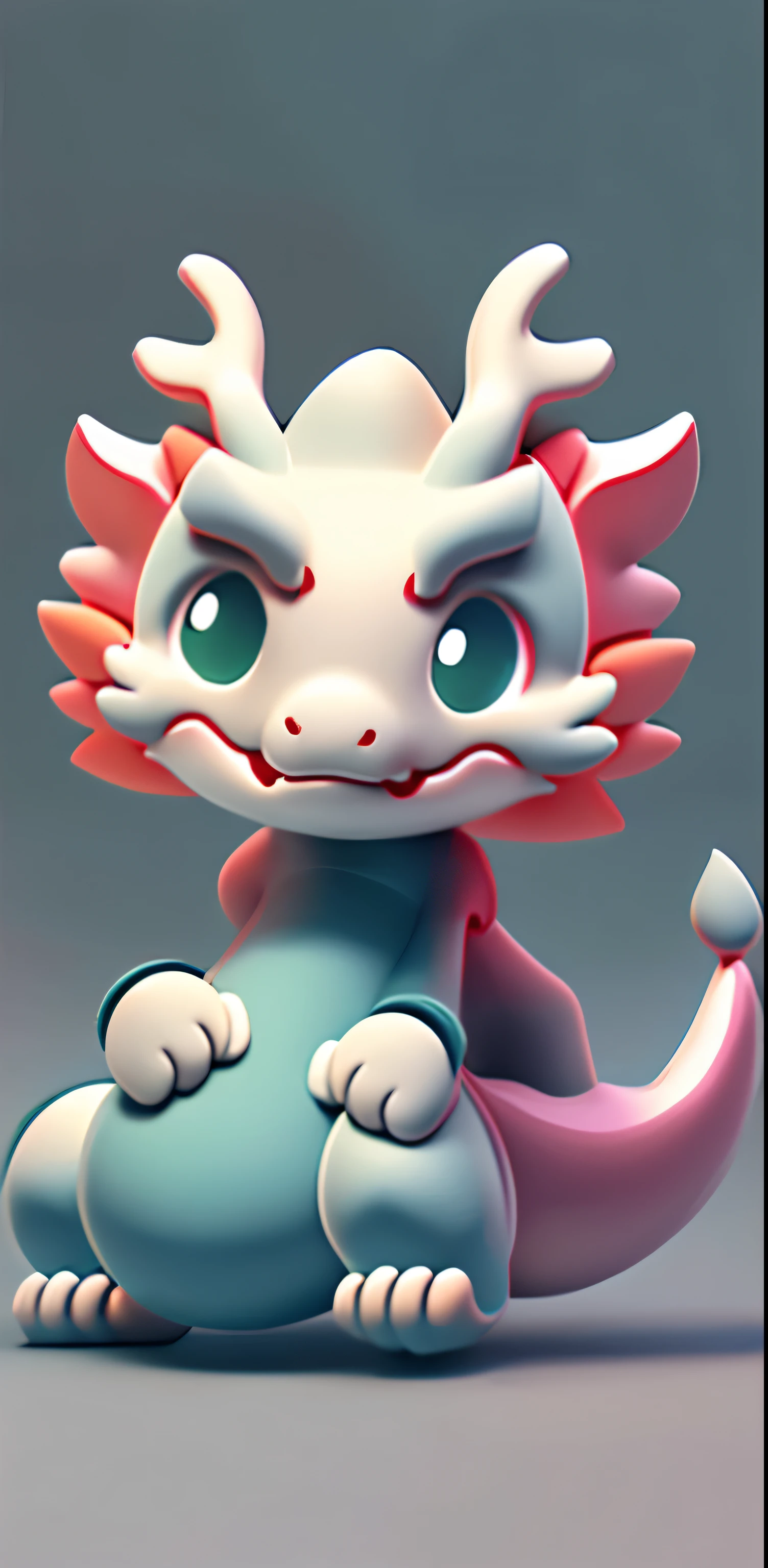 Transition natural colorless block color uniform clean Morandi color matching soft color cute character clay material blind box character style 3d modeling c4d rendering ultra-clear rendering one-stop IP image dragon cartoon animation