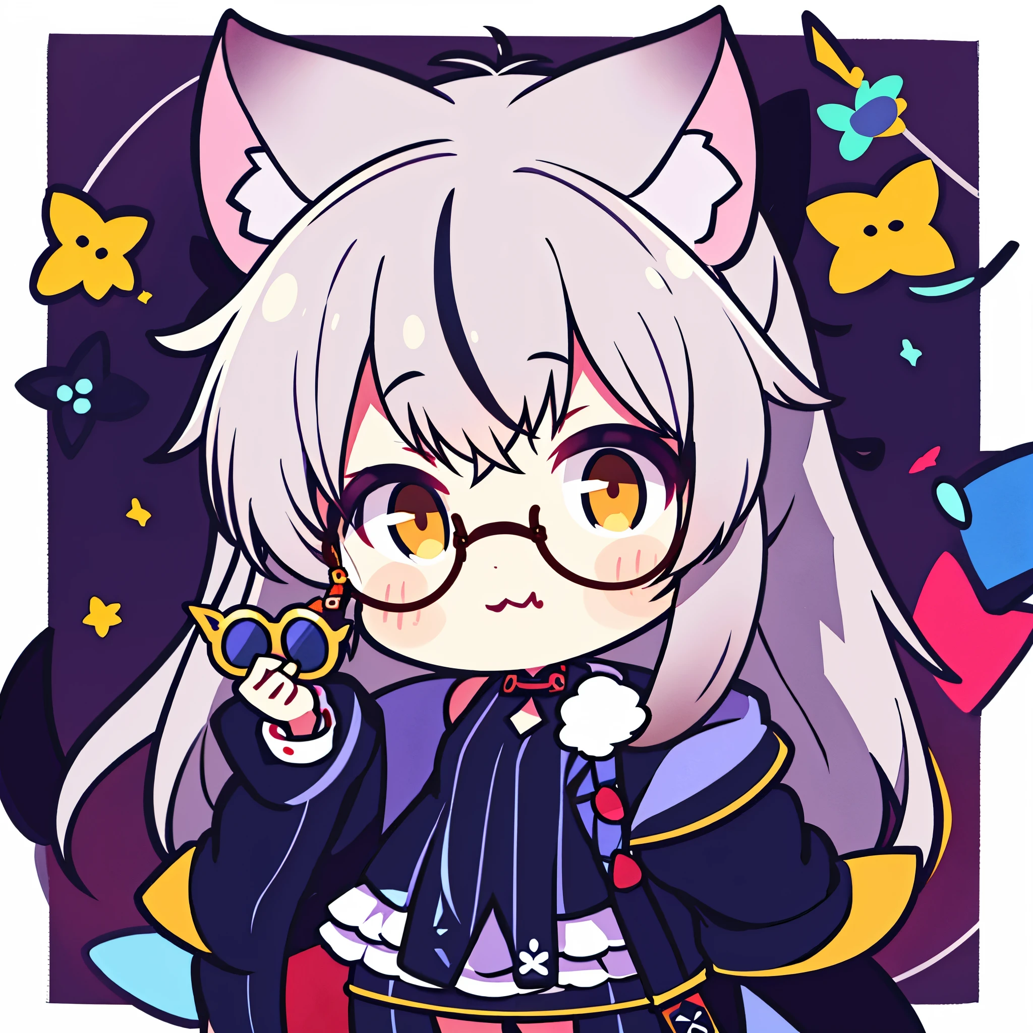 furry, glasses, chibi