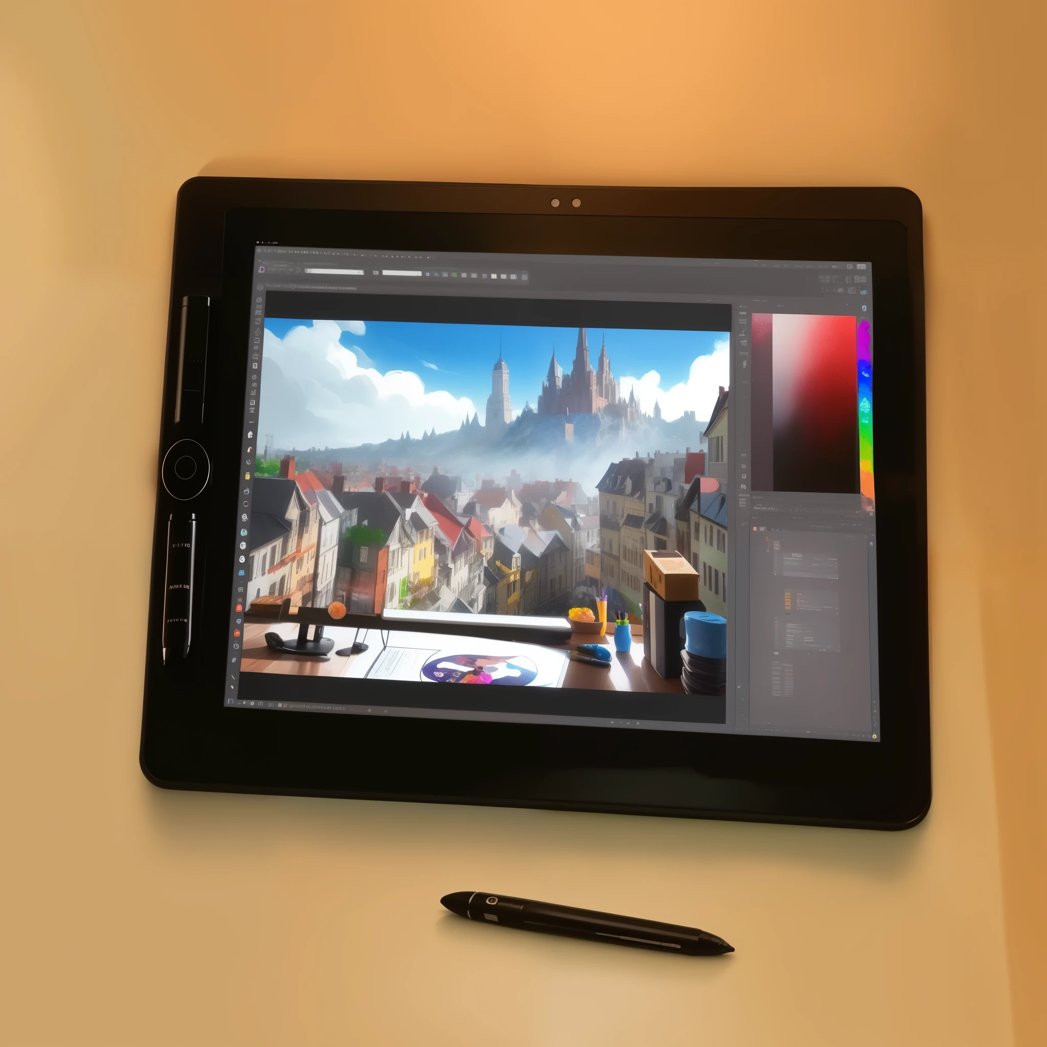 arafed tablet computer with a pen on top of it, digitally draw on wacom tablet, digital art station, draw with wacom tablet, digital 4k painting, detailed 4 k painting, art workstation, 4k digital painting, 4 k digital painting, medibang, digitally painting, 4 k drawing, digital pen and digital ink, photo realistic 4k