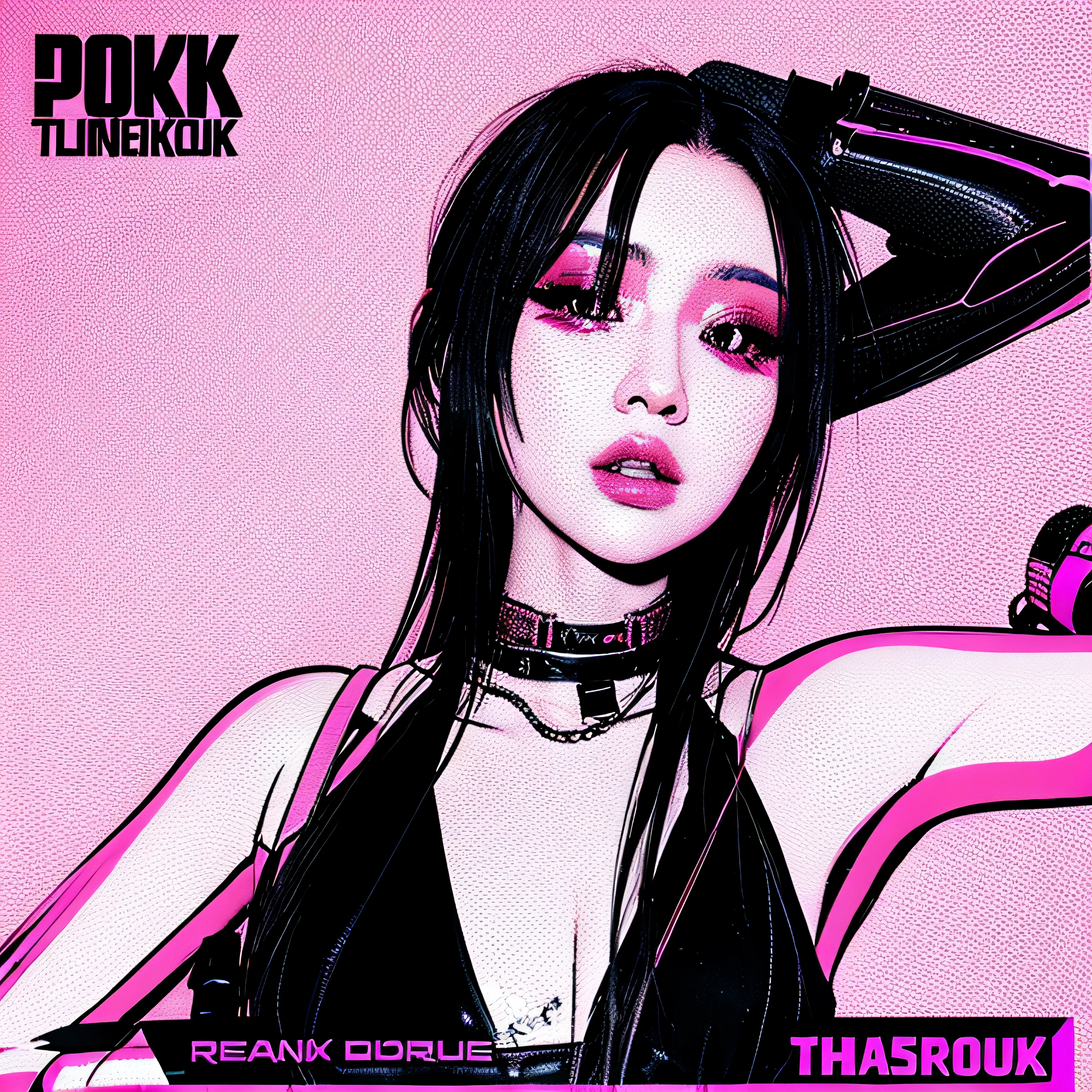 make a phonk album cover portrait of a sexy cyberpunk girl with clean background