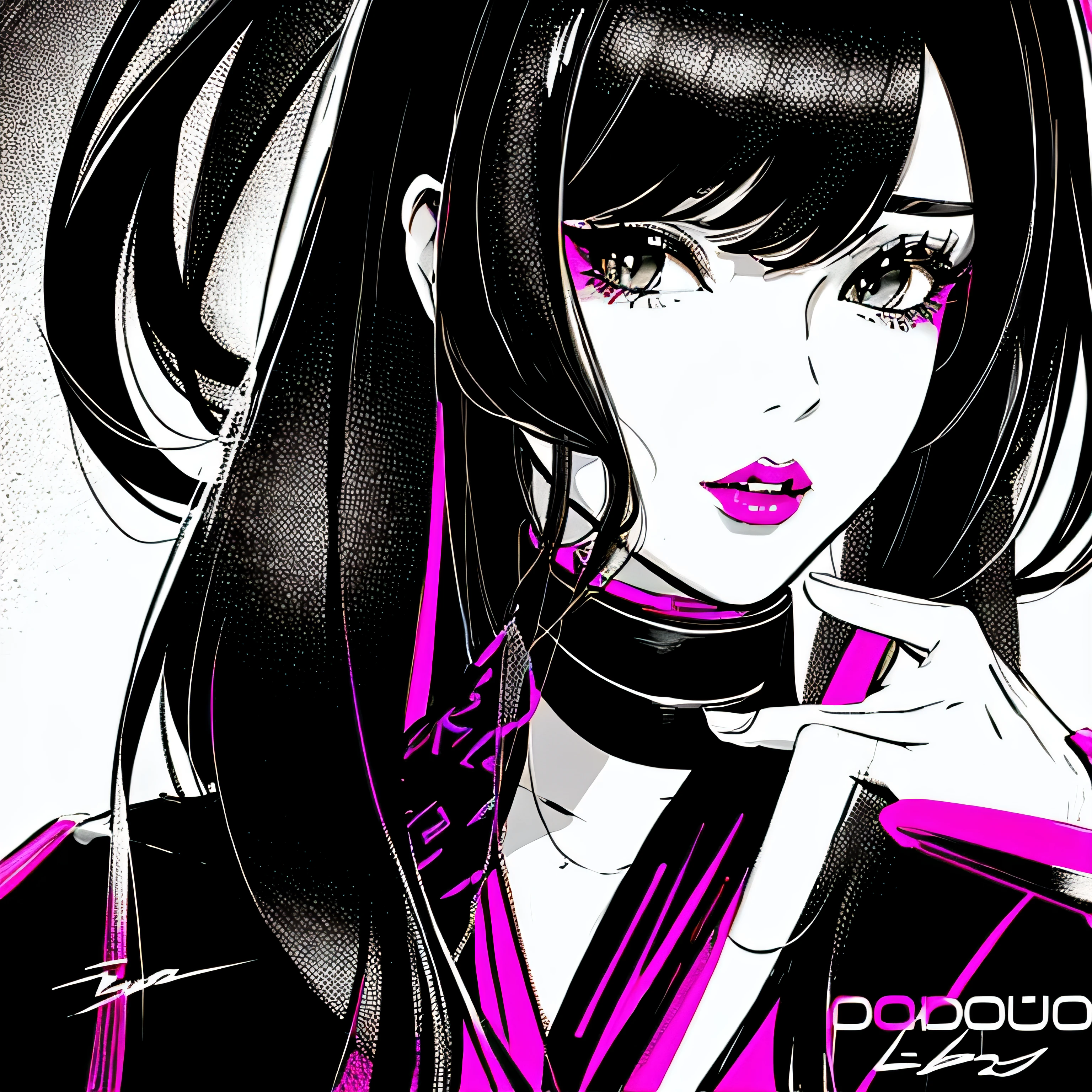 make a phonk album cover portrait of a sexy cyberpunk girl with only black and white colors