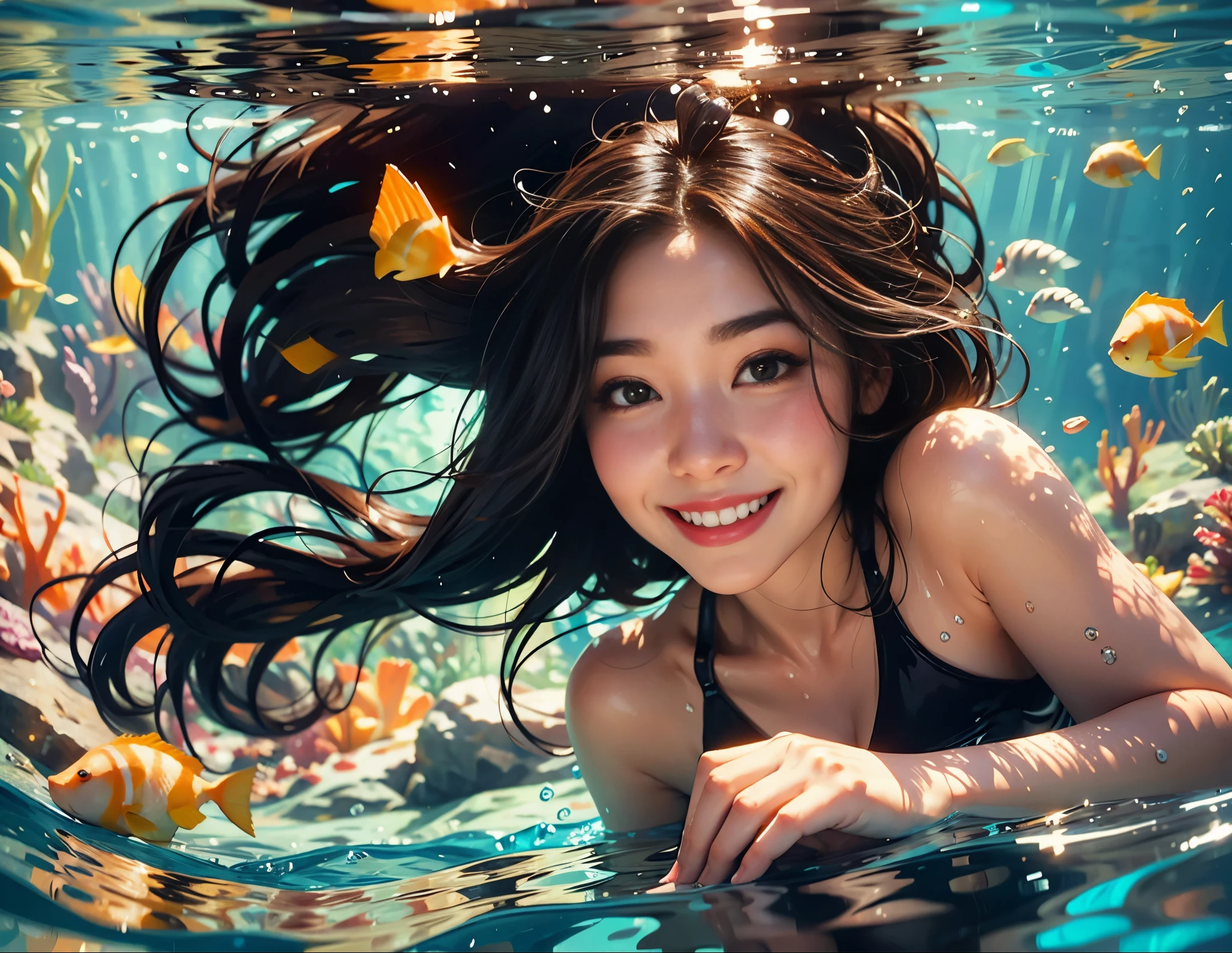 underwater beauty, warm smile, brings joy to our hearts