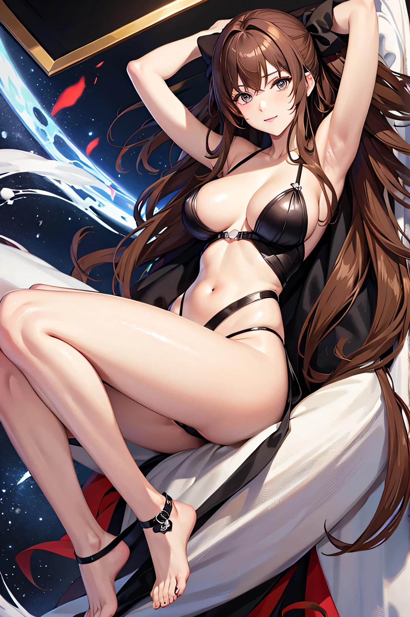 Evangelion。An illustration。girl。I'in the heat。brown hair。big breasts。~ ~ side。pubic hair。nipple。naked。exposed。kimono。he。legs open。white skin。