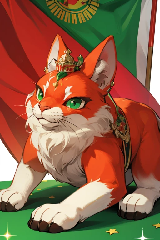 Bangladesh animal mascot using the flag color light red and dark green ; glitter