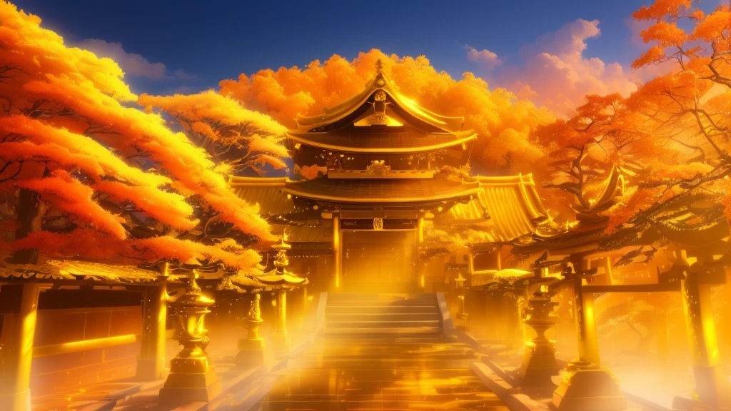 golden gold, tall golden tree々、beautiful golden scenery、All colors gold