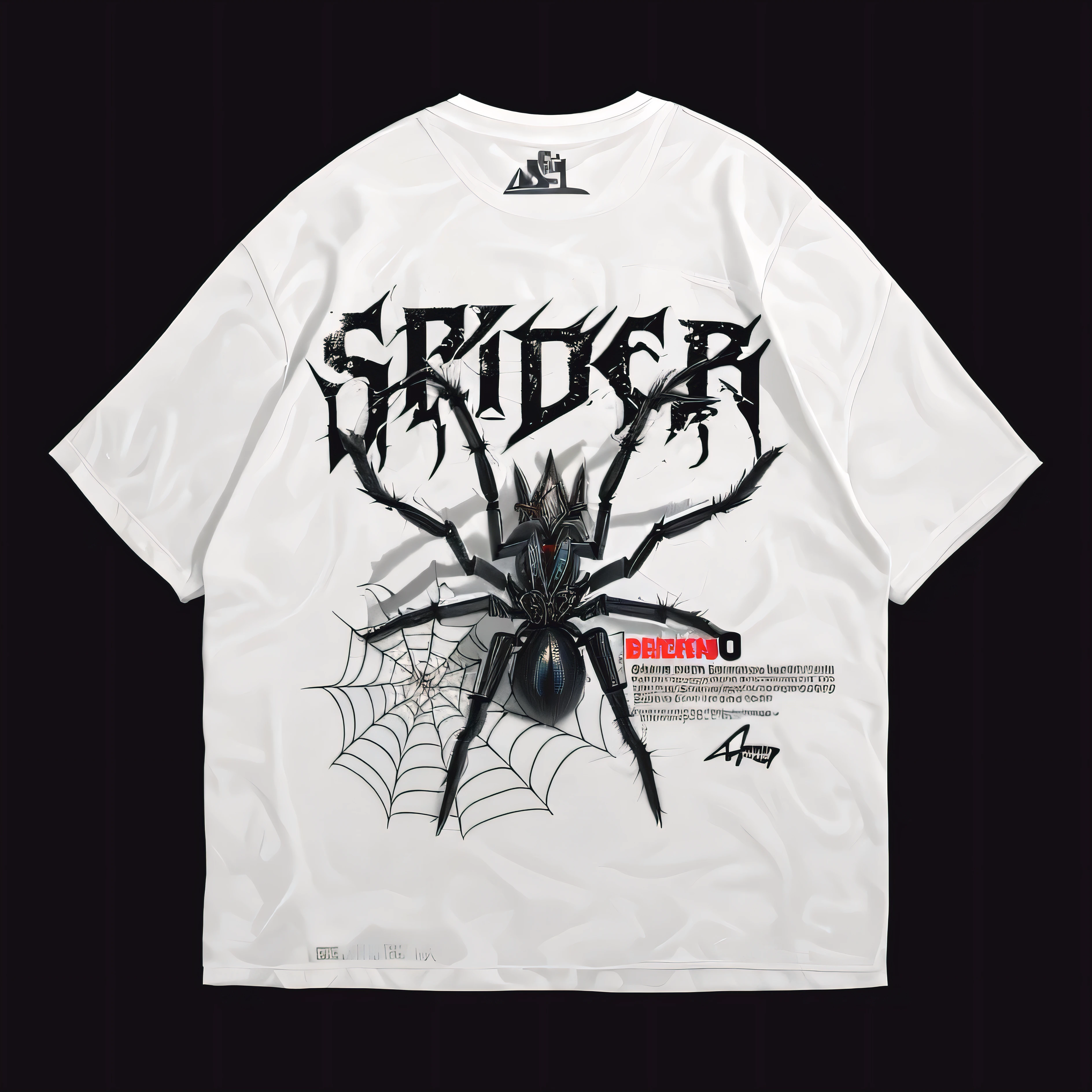a spider on it that says,'spider ', spider,  streetwear graphic design, spider zero, spider webbed body, spiders, big spider, giger spider joker, spiders!!!!, 2021, 2 0 2 1, h. u. d, 2020, 2 0 2 0