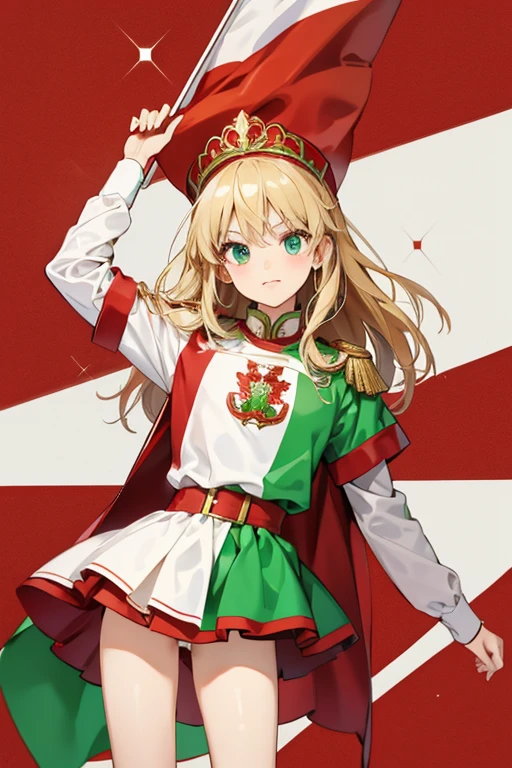 Belarus mascot using the flag color red , green and white ; glitter