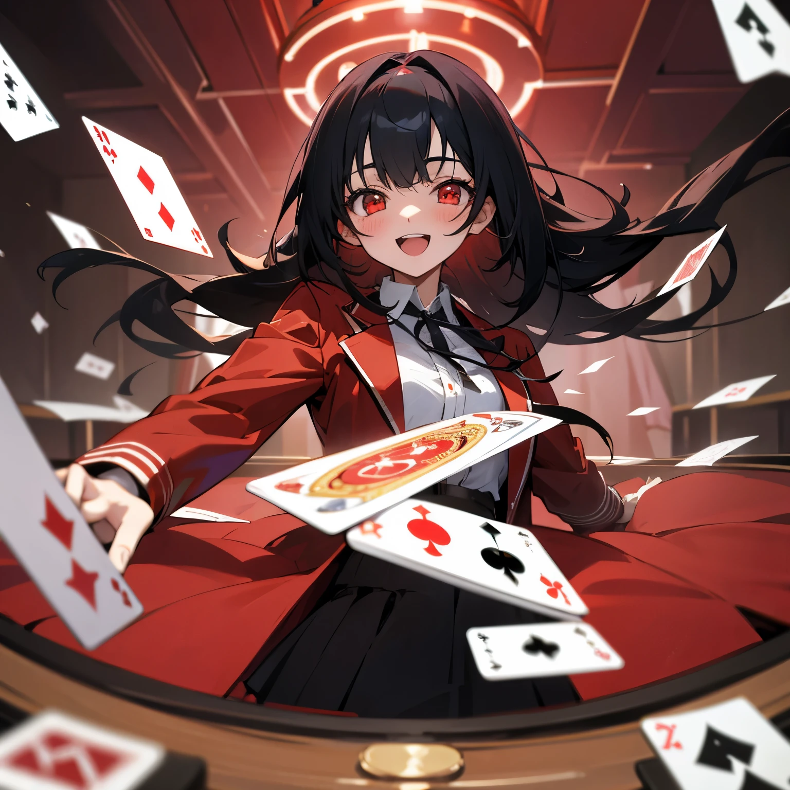 poker、dealer、casino、woman、smile、cute、Black Hair、Long Hair、uniform、woman一人