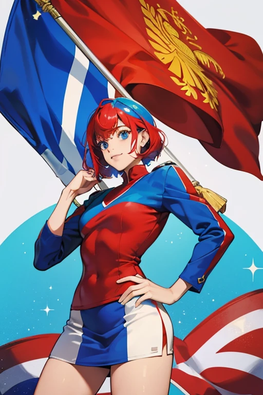 Belize mascot using the flag color royal blue, red and white ; glitter