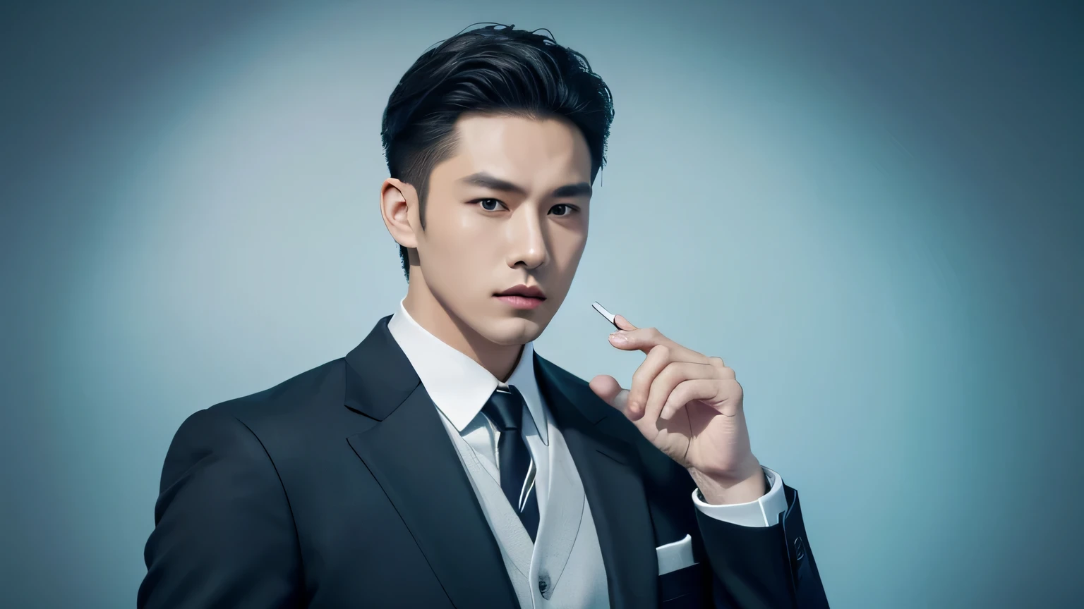 商务man,Character posters,portrait photos,suit,man,extreme details,solid color background,solid color background,panoramic photography