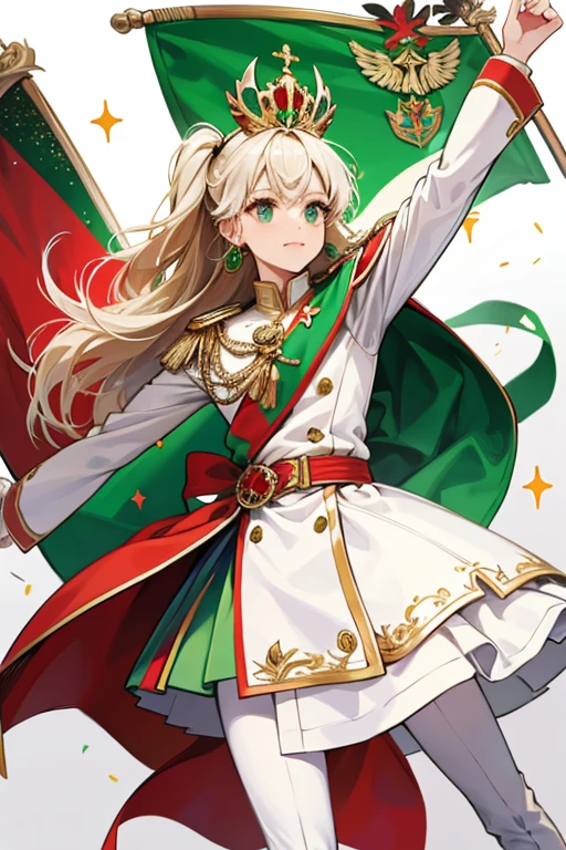 Bulgaria mascot using the flag color white, green and red; glitter