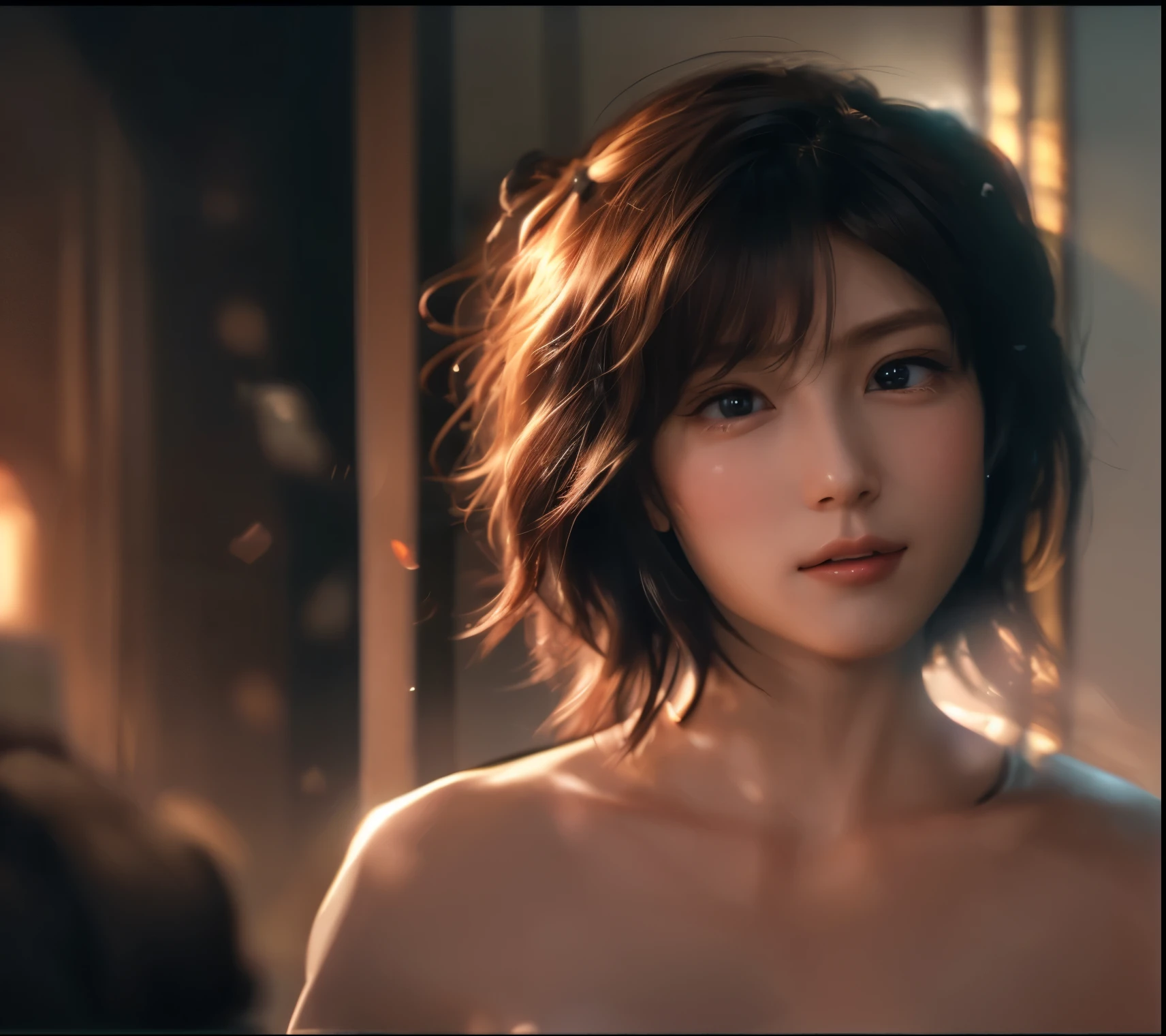 1 girl, eye, close up, beautiful night sky, meteor shower, beyond the clouds, water surrounded, reflections, wide angels, breathtaking clouds, wide angle, by makoto shinkai, thomas kinkade, james gilleard, by holosomnialandscape, hdr, volumetric lighting, ray tracing, an intricate, high details, very detailed, deviantart, 4k vertical wallpaper,, colorful, airy, anime illustration, anime nature wallpaper sexual organs