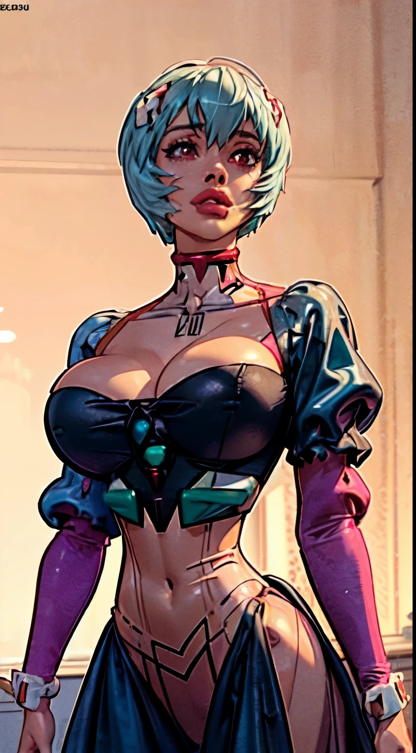 (((Rei Ayanami LORA:1.8))), ((gown:1.5)) ((off the shoulder)), style, ((intricate gown)), anime style, (((dark elf))) (((Victorian gown:1.5))) (((smoldering eyes))), ((Short hair:1.5)), ((blue hair:1.5)), 8k, 4k, Unreal Engine 5, octane render, trending on pixiv, ((puffy gown:1.7)) ((intricate lining on gown:1.4)), (((puffy sleeves:1.5))), fanbox, skeb, (((long sleeves:1.5))), masterpiece, ((glittered gown:1.2)),(skindentation:1.4), ((decorated sleeve cuffs:1.3)), wide hips, (full lips:1.5), ((cleavage cutout:1.4)), (((underboobs:1.2))), smooth soft skin, big dreamy eyes, beautiful anime wide eyes, soft lighting,((official art)), clean lines, digital painting,