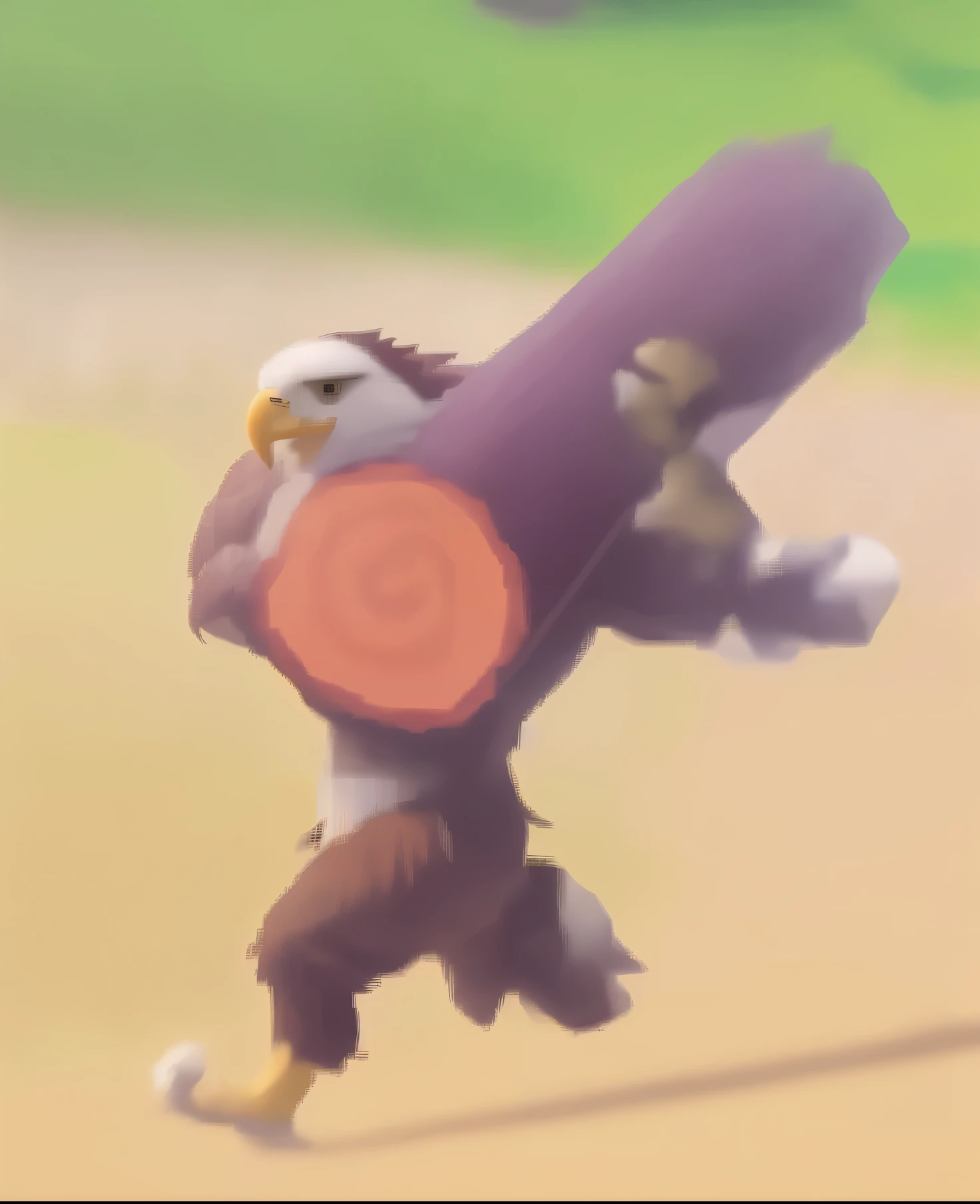 an eagle man,Resistant to wood piles,Wood has,Log,run,high quality, 4K, super actual, actual, Super details
