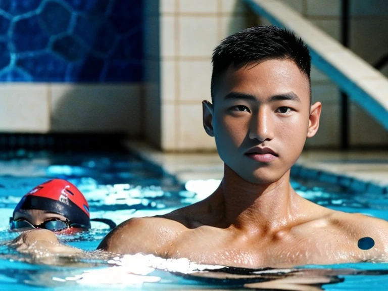 japanese men、male student、male swimming club member、male lifesaver、Shaved Head Man、Dark-skinned man、muscular man、man sinking in the bathtub、man sinking in the pool、man sunk to the bottom of water、A man wearing a skin-tight black speedo swimsuit、A man wearing a silicone cap、A young man sinking with his eyes open、Young man sinking with his mouth open、Man Looking Up At The Sky、A man with a surprised expression、strangled man、man being suffocated、Full body image of a man submerged in water、A man participating in a swimming competition、competitive swimming man、swimming school men、male swimming instructor、one man、male player、A man wearing nothing on his upper body、man pretending to be murdered、male actor playing a corpse、Almost dead、The man who plays the role of a water corpse、Suspense drama、mystery drama、underwater camera、A young man opens his eyes and plays the role of a corpse.