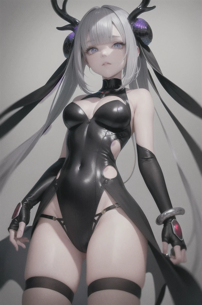 Anime girl with radiant silver hair and mesmerizing slit pupils expresses a shiver of fear in Chiaroscuro style, Heterochromia adorns the teary-eyed snake, Chromatic aberration effect adds a vibrant burst of color to the scene. Three-sided perspective offers a unique vantage point, Wide-angle lens captures every intricacy in the frame. Sony FE GM 8k camera meticulously records the symmetry (best quality:1.0), Ultra high resolution (1.1) enhances the details of the anime expressions. Dark and moody atmosphere sets the scene, Elaborately designed antlers of the snake shimmer under the