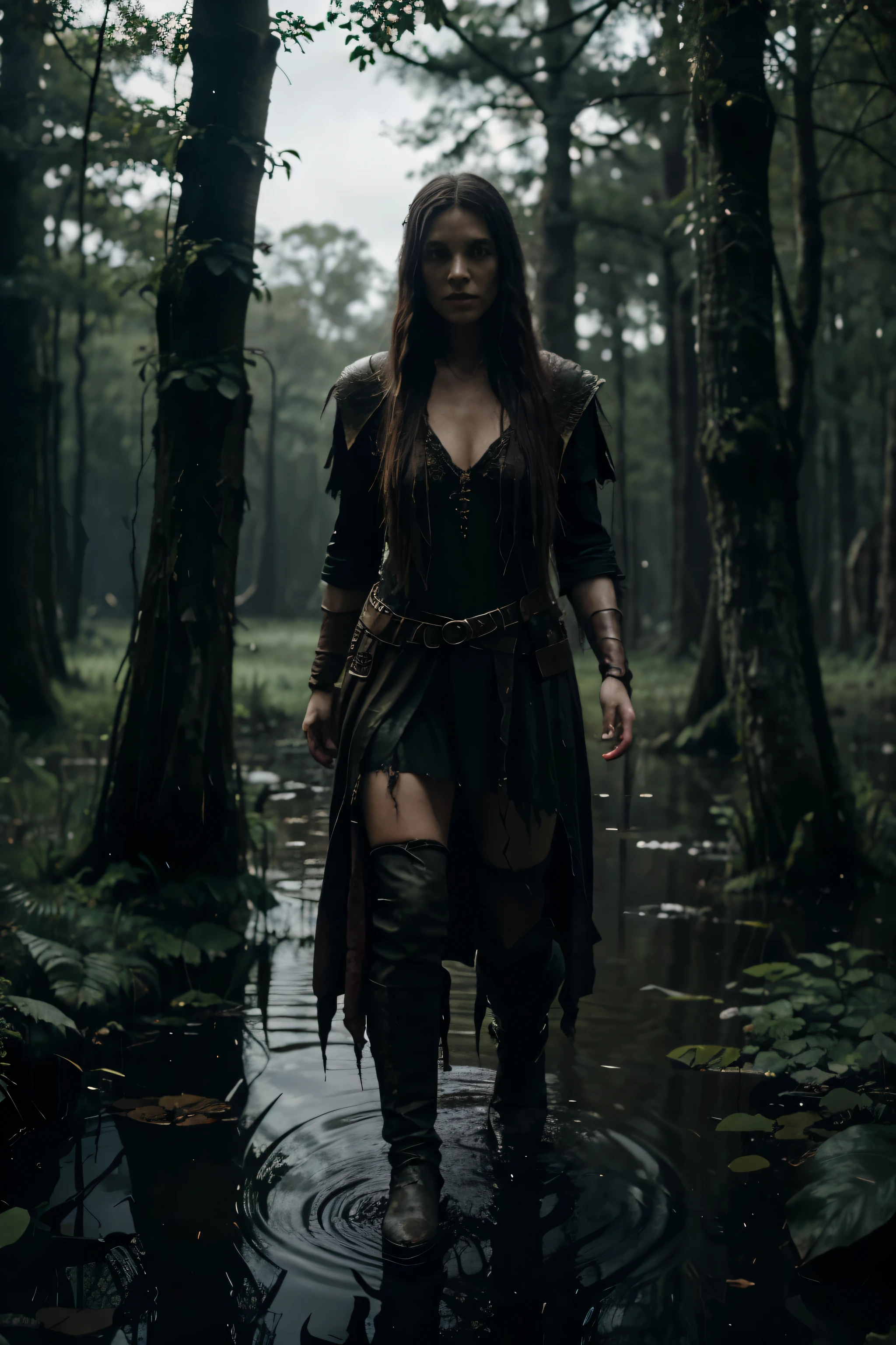 druid, Set in the dnd universe, born in a bad swamp, Dark theme