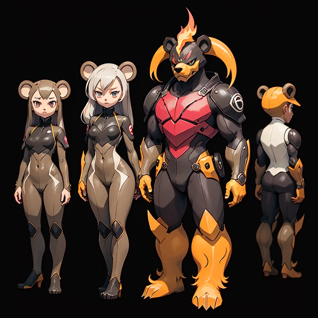 (pal world:0.8), Model、bear、woman、gesture、gray_body_fire headgear pink_Eyes are simple_backgroundソロv_grassland_background、mascot, Overall image, fire attribute, Heat resistant features, Unique creativity and design, Simple motifs, fire-like shapes, etc., Unreal V has a cute image that matches the characteristics of the era., 素晴らしい親和性 Unreal Engine 5 かわいいbear つるつるの毛並みのような 可愛らしくキリリとした目, UHD Unreal V