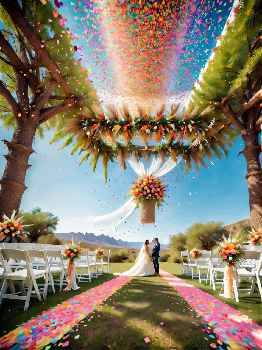 五颜六色的colorfulConfetti在阳光下飘落，在Wedding celebrations上跳舞，colorfulConfetti下雨，soft的灯光，Colorful dust floating，colorfulConfetti飞扬，celebration spray，Festive decorations，spring，bright，bright colors，kudos，Wedding celebrations，soft，Confetti，flash，vivid，hapiness，flight，happiness，Lively，airy，hope，joy，Bokeh，airy，colorful，Miracle，soft的色彩，（best quality，8k，high resolution，masterpiece） ,Super detailed