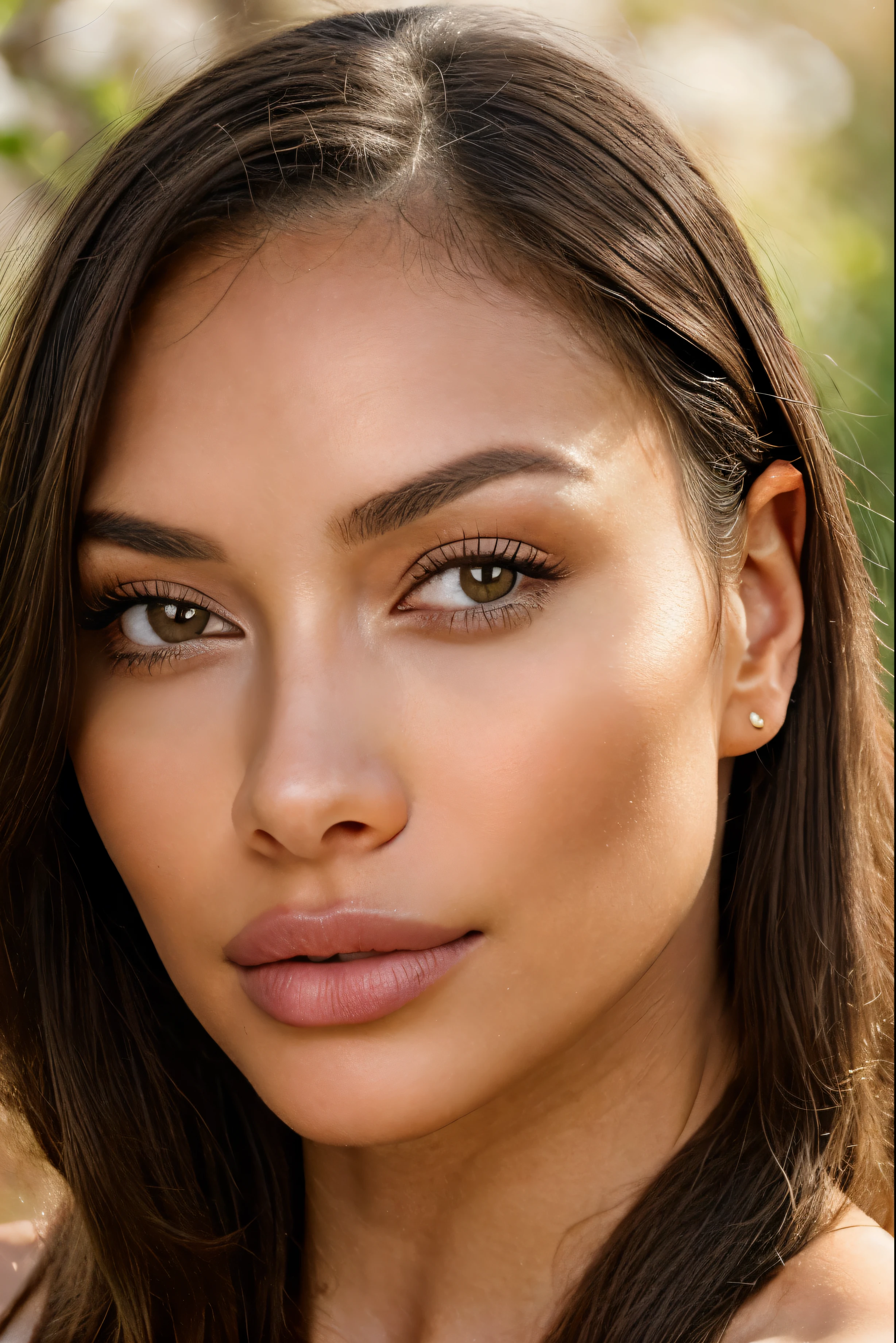 beautiful brunette woman, (24 years old, sedutive look),A coffee mug on the table ((Selfie on the upper body, a happy)), she has big pouty lips with lip filler ++,defined cheekbones with cheek filler and is wearing some blush. she has smouldering sexy eyes and is wearing smokey eye makeup. she seems to have a mixed filipino and european look. she has blonde hilights in her hair. Her nose is very thin and small. She has a toned physique and has breast implants c size. masterpiece, beste-Qualit, Ultra-detailed, (Look at the viewer: 1.2) (skin texture) (film grains: 1.3), (warm hue, warm tone: 1.2), a closeup of a, cinematiclight, sidelighting, extra high resolution, better shadow, Raw, upper-body, crop top