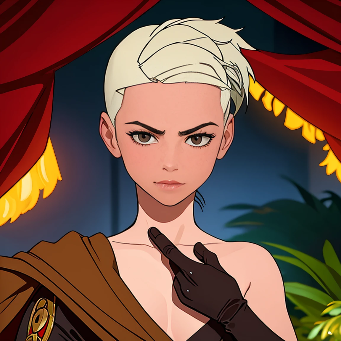 1 boy, 1 girl, crop top, behind, to frown, Glucose, hair between eyes, Jewelry, pomade, Looking at the viewer, draw up, sexuality, In the jungle, Livchik, Panties, portrait, smile, One, Toes, naked body, Livchik, White hair (cienatic look:1.4), soothing tones, crazy details, complex parts, Super detailed, low contrast, soft cinematic light, dull colors, exposure blend, HDR, faded, slate gray atmosphere