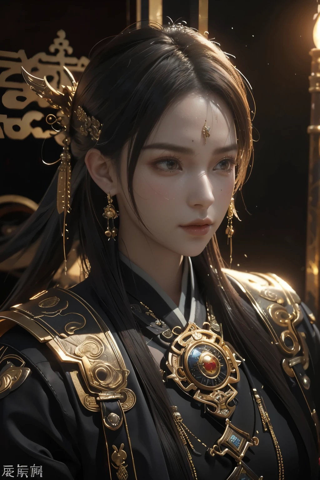 Game art，The best picture quality，Highest resolution，8K，(A bust photograph)，(Portrait)，(Head close-up)，(Rule of thirds)，Unreal Engine 5 rendering works， (The Girl of the Future)，(Female Warrior)， 
25岁少女，(The generals of ancient China)，An eye rich in detail，(Big breasts)，优雅高贵，冷漠，勇敢的，
(Wearing ancient Chinese cloth，Chinese Hanfu，Costumes of the Tang Dynasty，Costumes are rich in detail，Simple shades)，中国人物，奇幻风格，
拍照姿势，野外背景，Movie lights，Ray tracing，Game CG，((3D Unreal Engine))，oc渲染反射纹