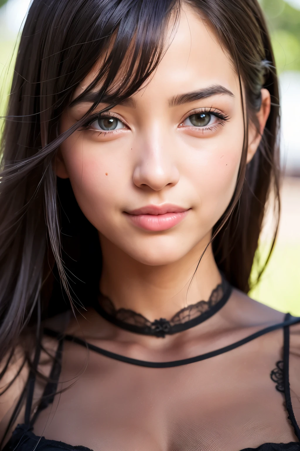 (realistic, photo-realistic:1.37),(8K, RAW photo, highest quality, masterpiece:1.2), cute, super detailed,heart-shaped eyes,Physically based rendering, ultra high resolution, Kodakvision Color, Shot with Aricum LT camera, Bokeh, sharp focus,
looking at the viewer,photorealistic,realistic, alone, photorealistic, highest quality,highly detailed face,highly detailed eyes and face, beautiful and fine eyes,disorganized, incredibly disorganized,unforgettable smile,Smooth black hair, floating hair, ,